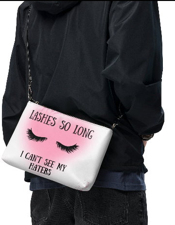 Lashes So Long I Can't See My Haters Wristlet - Wearable Art Wristlet for Women - Bold Funny Lash Print Wristlet Bag with Attitude