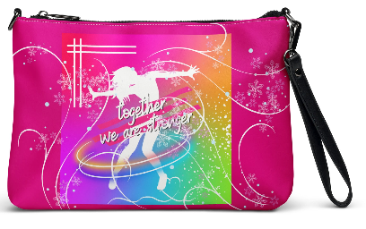 Stronger Together Rainbow Dancer Winter Edition Shoulder Bag/Wristlet - Wearable Art Wristlet for Women - Bold Rainbow and Snowflake Print Wristlet Bag
