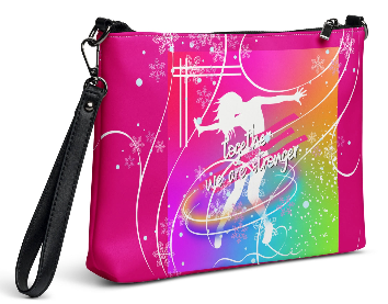 Stronger Together Rainbow Dancer Winter Edition Shoulder Bag/Wristlet - Wearable Art Wristlet for Women - Bold Rainbow and Snowflake Print Wristlet Bag
