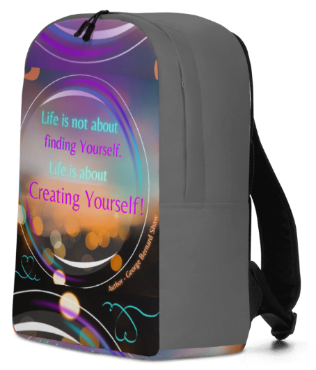 Life is Not About Finding Yourself Backpack — Bold Bokeh Light and Swirl Art Bag in Purple Teal and Gold for Women Who Have Stopped Searching and Started Creating Who They Are