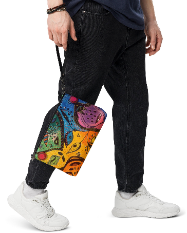 Looking Through Abstract Eyes Wristlet - Original Art Wristlet for Women - Bold Colorful Abstract Face Print Wristlet by Debbie Kingsley