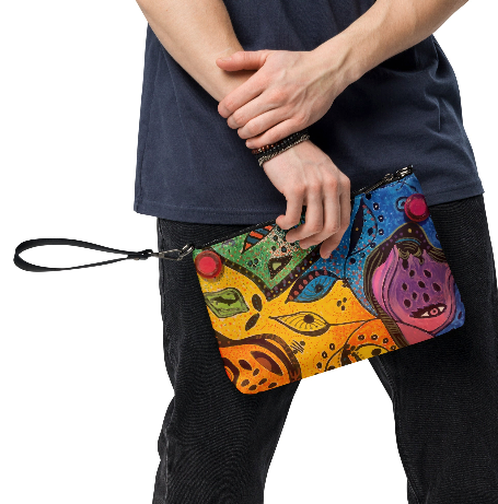 Looking Through Abstract Eyes Wristlet - Original Art Wristlet for Women - Bold Colorful Abstract Face Print Wristlet by Debbie Kingsley