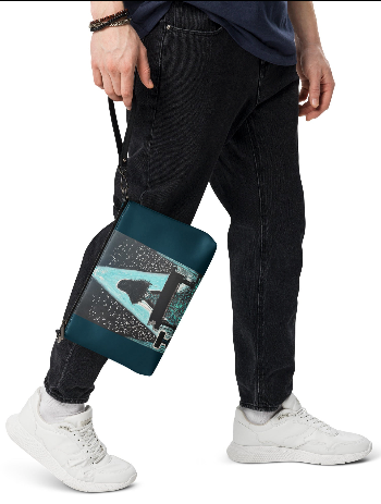 The Moment She Believed In Herself Shoulder Bag Wristlet Clutch Bag — Original Hand Painted Piano Spotlight Art Bag in Deep Teal and Black for Women Who Kept Going Even When They Were Scared