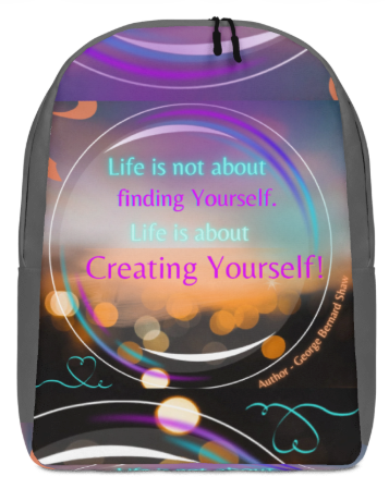 Life is Not About Finding Yourself Backpack — Bold Bokeh Light and Swirl Art Bag in Purple Teal and Gold for Women Who Have Stopped Searching and Started Creating Who They Are