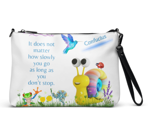 Gentle Reminders Wristlet - Wearable Art Wristlet for Women - Soft White Confucius Quote and Garden Print Wristlet Bag