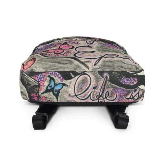 Life Is Epic Backpack — Original Art Backpack by Debbie Kingsley, Charcoal Butterfly and Wisteria Painting, Wearable Art Backpack for Women