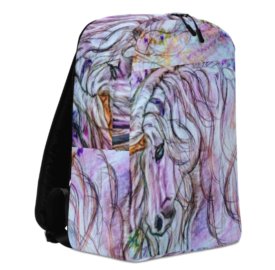 Rainbow Unicorn Minimalist Backpack — Original Unicorn Art Backpack by Debbie Kingsley, Soft Watercolor Unicorn Painting Backpack, Wearable Art Backpack for Women and Girls