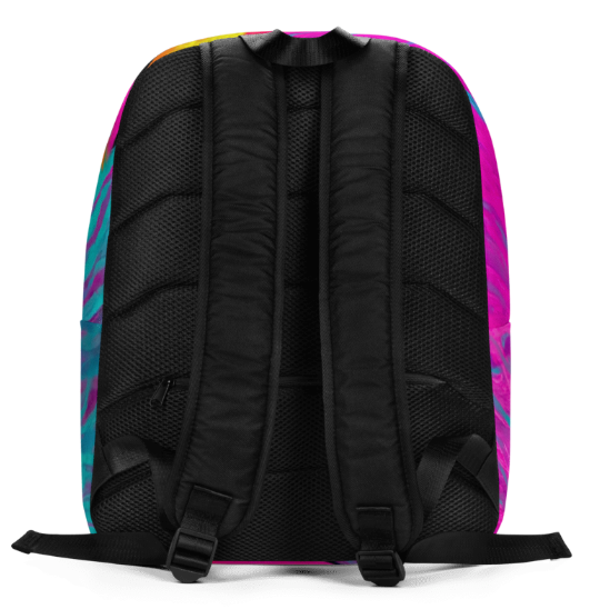 Shield of Protection Bold Abstract Face Art Backpack Pink Teal Yellow Empowerment Wearable Art Bag for Women