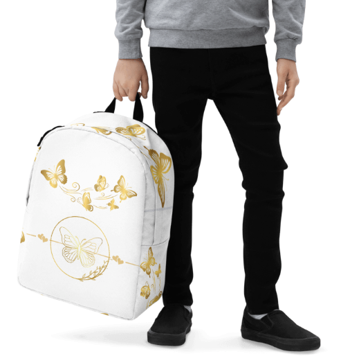 Golden Wings on White Backpack