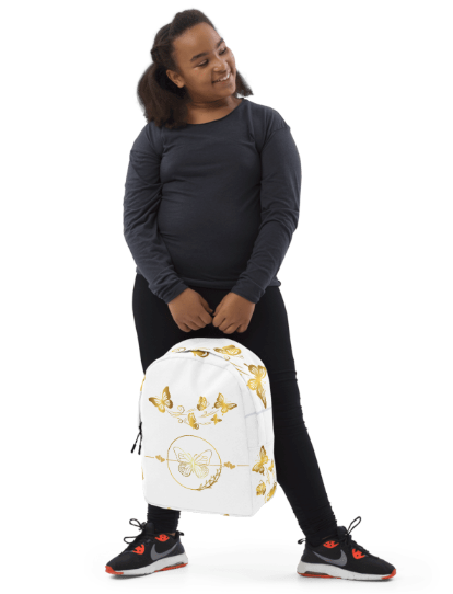 Golden Wings on White Backpack