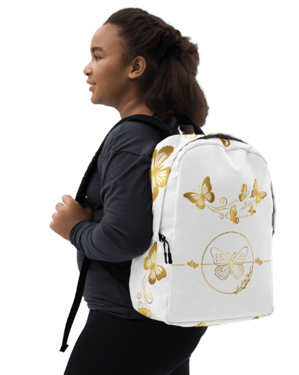Golden Wings on White Backpack