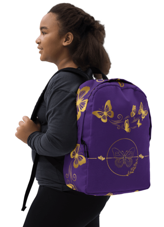 Golden Wings on Purple Backpack