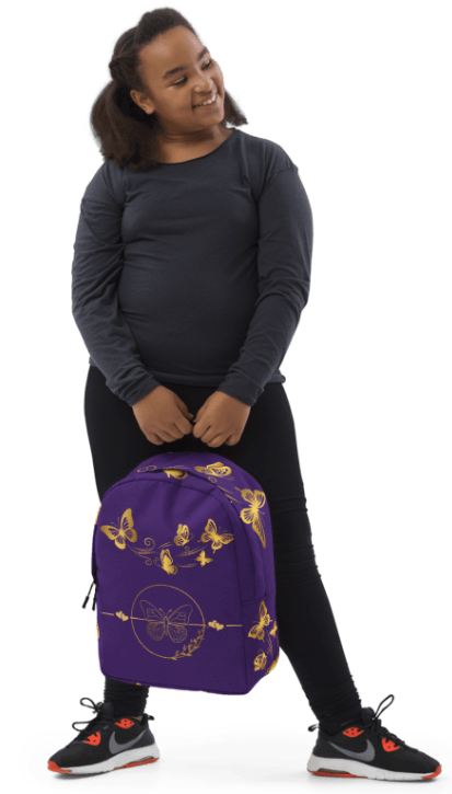 Golden Wings on Purple Backpack