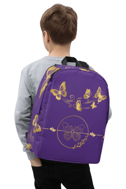 Golden Wings on Purple Backpack