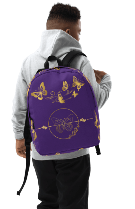 Golden Wings on Purple Backpack