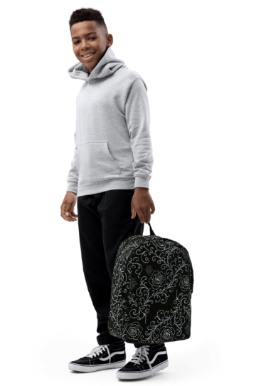 Lace and Roses on Black Backpack