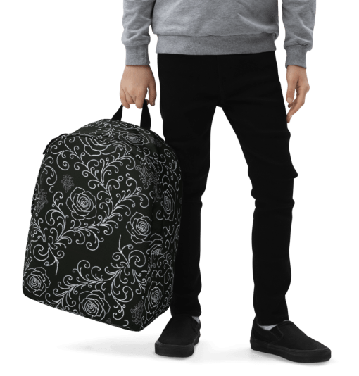 Lace and Roses on Black Backpack