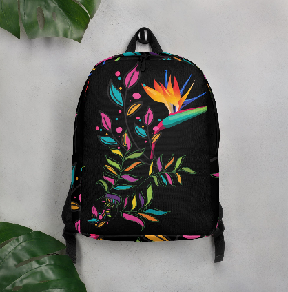 Bird of Paradise Backpack - Black Background