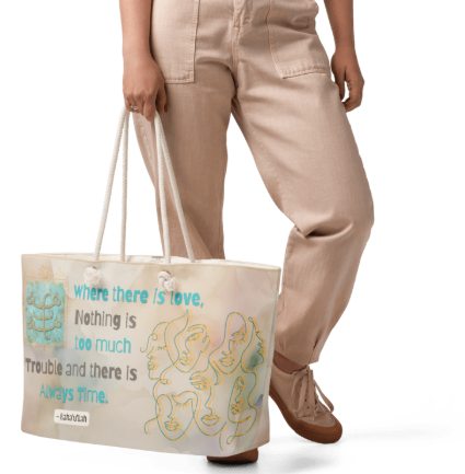 Baha'i Where There Is Love Weekender Bag Spiritual Devotional Line Art Tote for Women
