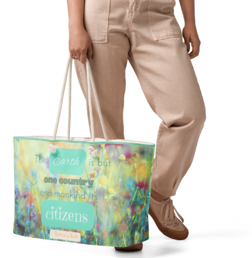 Baha'i One Country Weekender Bag Spiritual Devotional Wildflower Art Tote for Women