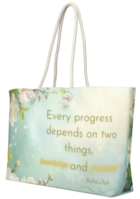 Baha'i Knowledge and Practice Weekender Bag Spiritual Devotional Watercolor Floral Art Tote for Women