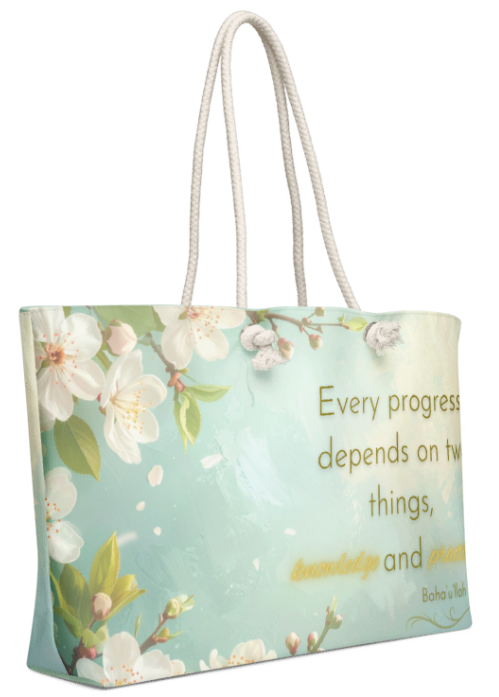 Baha'i Knowledge and Practice Weekender Bag Spiritual Devotional Watercolor Floral Art Tote for Women