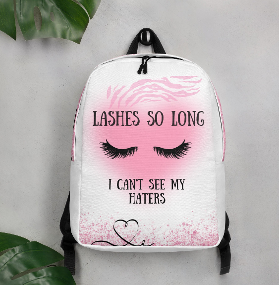 Lashes So Long I Can't See My Haters Backpack Pink Glam Eyelash Art Bag for Women