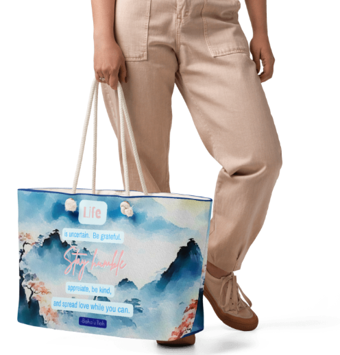 Baha'i Stay Humble Weekender Bag Spiritual Devotional Watercolor Mountain Art Tote for Women