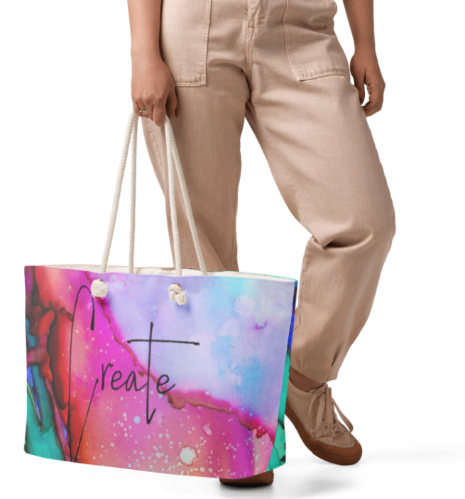 Create Weekender Bag Abstract Watercolor Ink Art Tote for Women