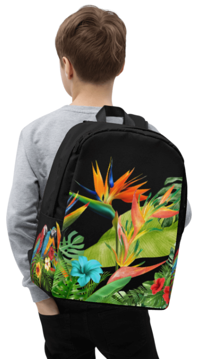 Paradise in Bloom Black Tropical Backpack