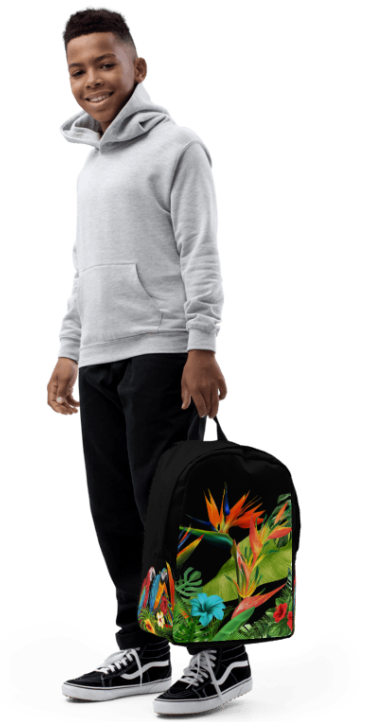 Paradise in Bloom Black Tropical Backpack