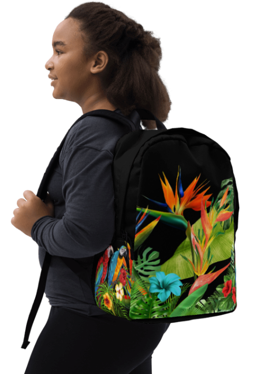Paradise in Bloom Black Tropical Backpack